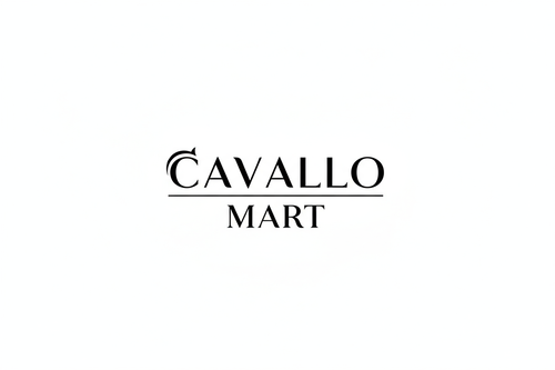 Design a minimalistic text logo for a modern retail store named “Cavallo Mart.” The logo should feature clean typography, subtle geometric balance, and a premium yet approachable aesthetic. Use simple lines, ample white space, and sleek sans-serif or modern serif fonts.  Color palette: black, and  white. 